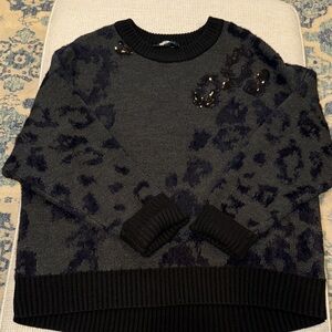 DKNY Black and Gray Women's Sweater